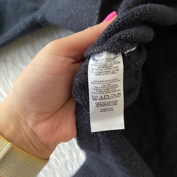 Ann Taylor Navy Sparkle Knit tunic Sweater - Picture 3 of 6